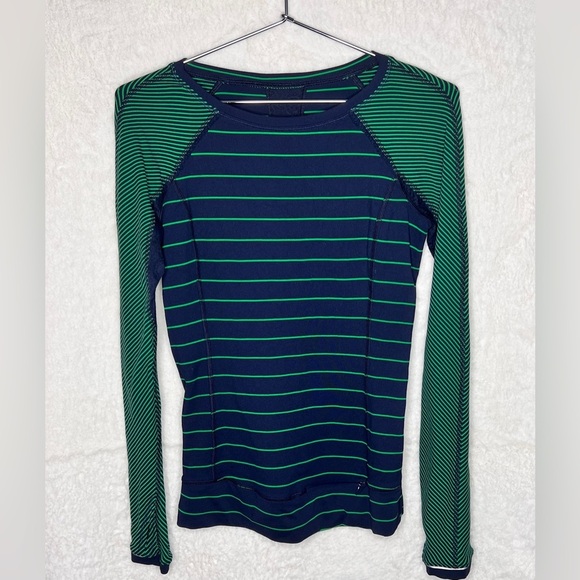 Lululemon Striped Long Sleeve Top - Green and Navy - Picture 2 of 6